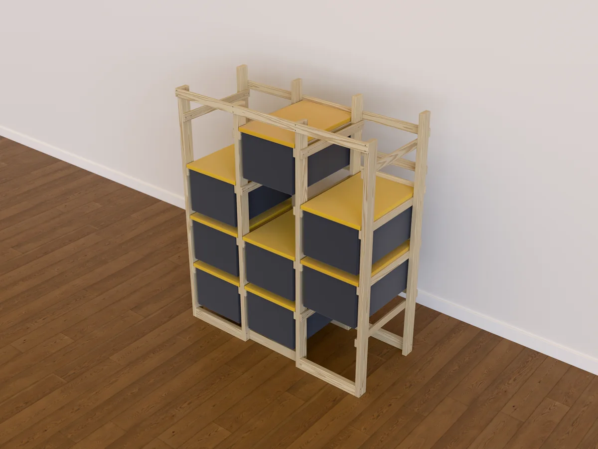 3D rendering of the 27-Gallon Tote Storage Rack
