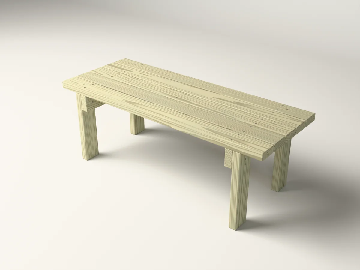 3D rendering of the Simple 2x4 Outdoor Bench
