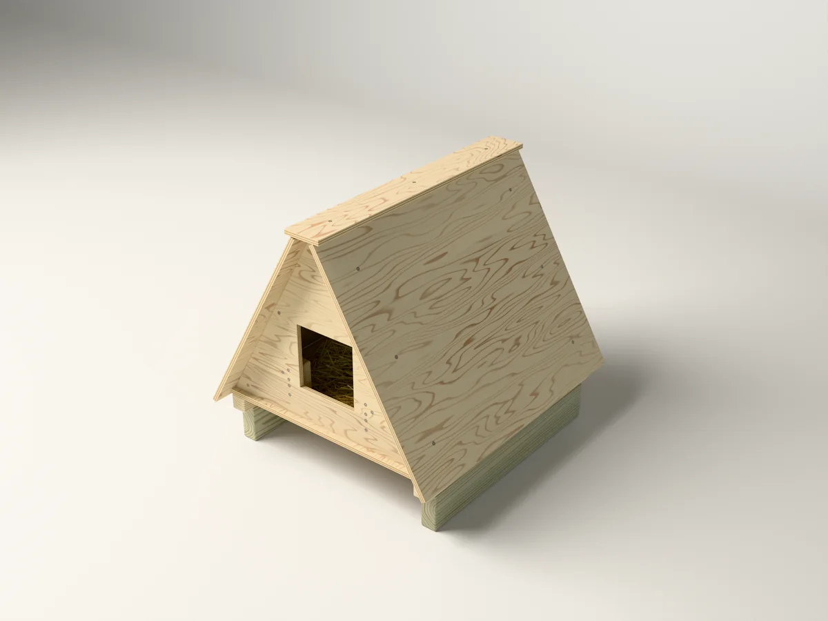 3D rendering of the A-Frame Outdoor Cat Shelter