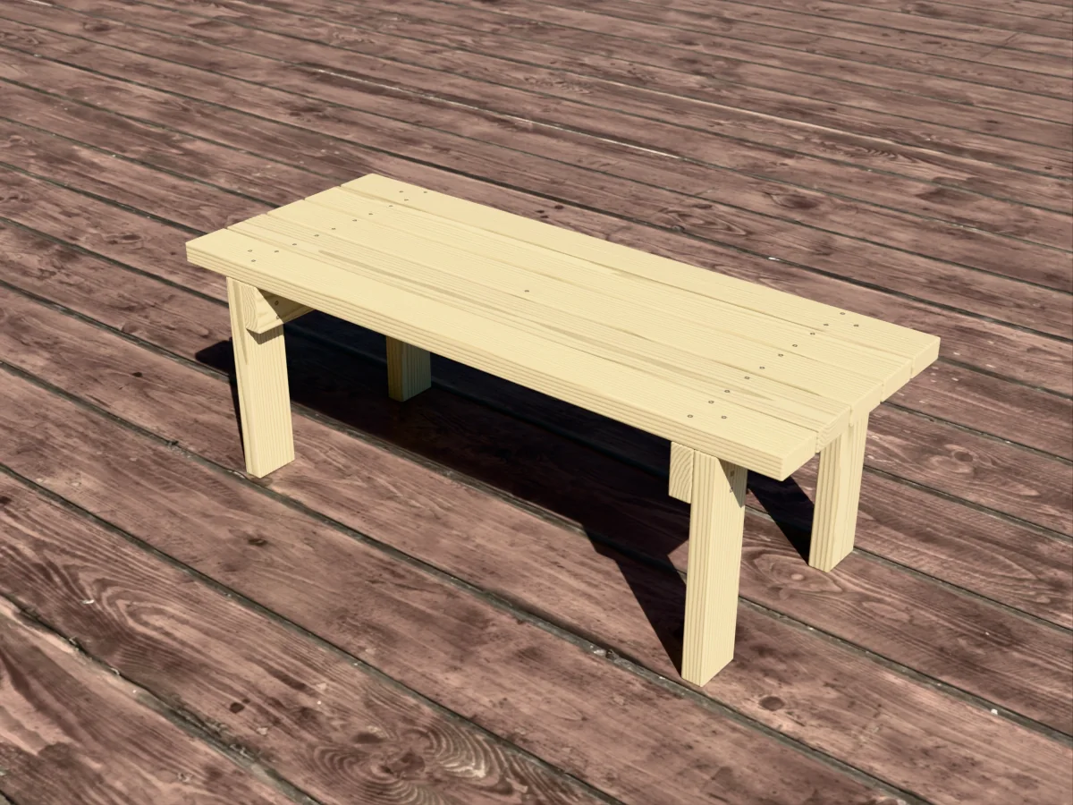 3D rendering of Simple 2×4 Outdoor Bench