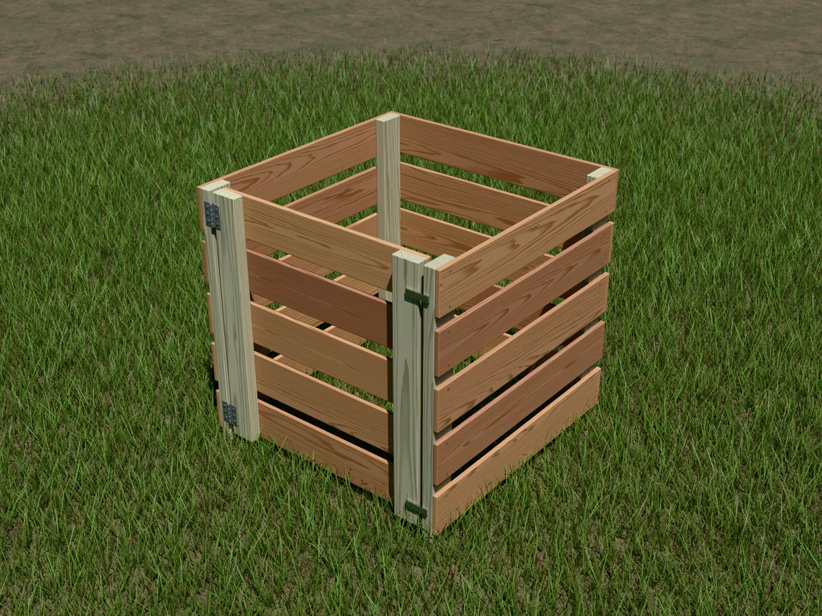 3D rendering of the Cedar Picket Compost Bin
