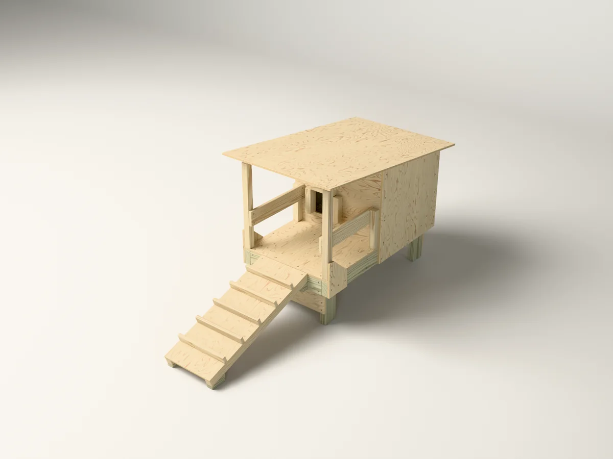 3D rendering of the Covered Porch Cat Shelter