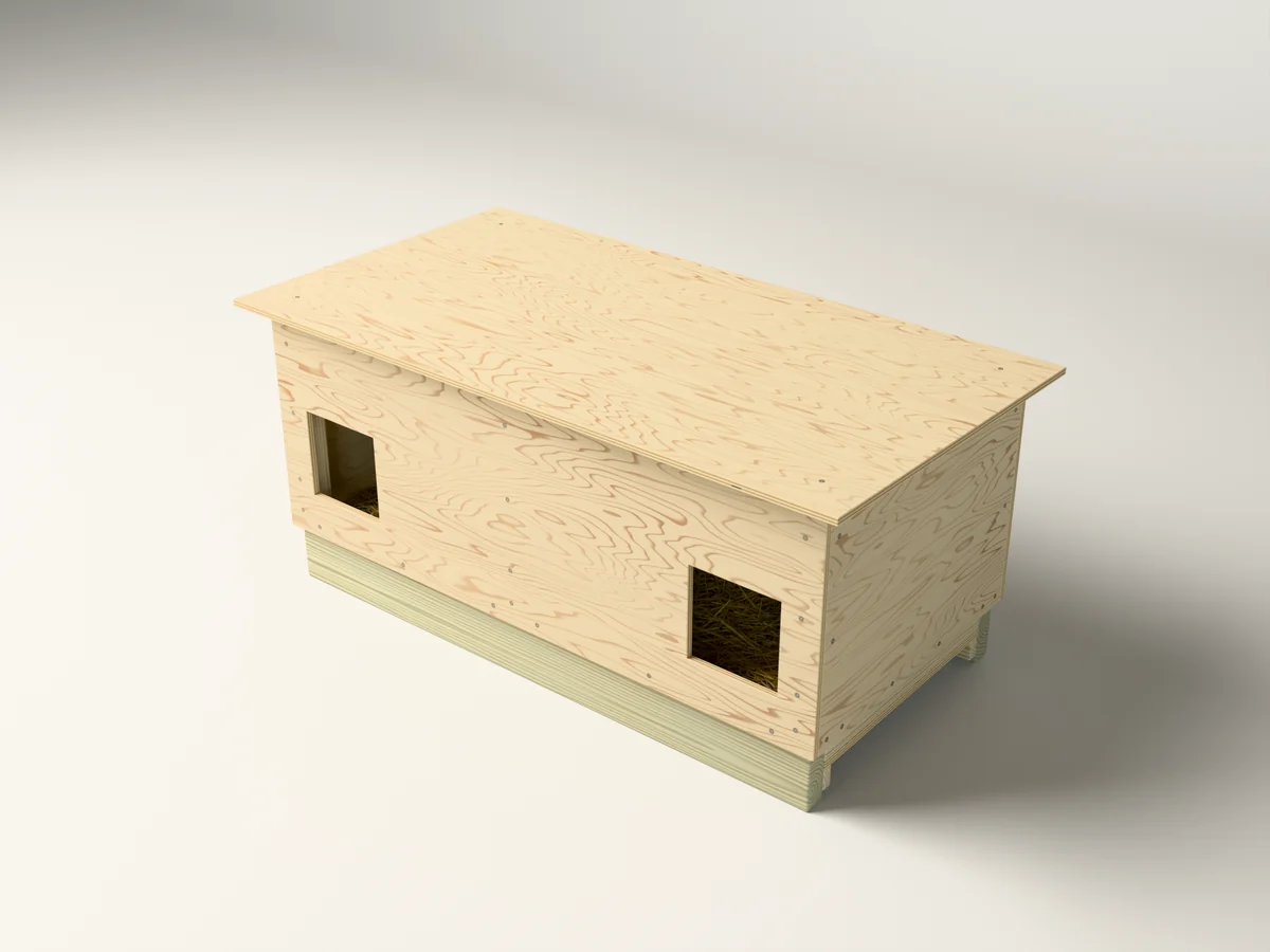 3D rendering of the Duplex Outdoor Cat Shelter