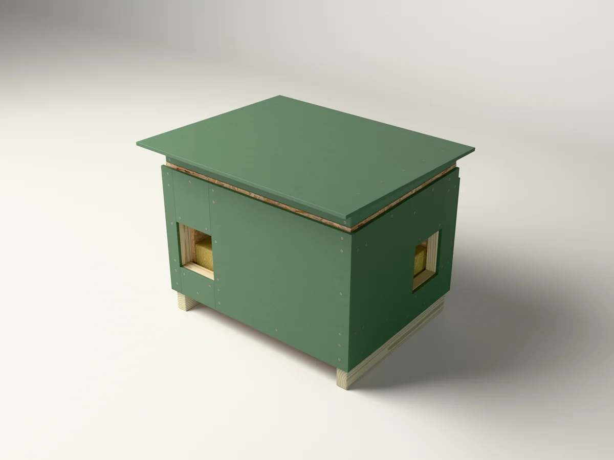 3D rendering of the Insulated Outdoor Cat Shelter