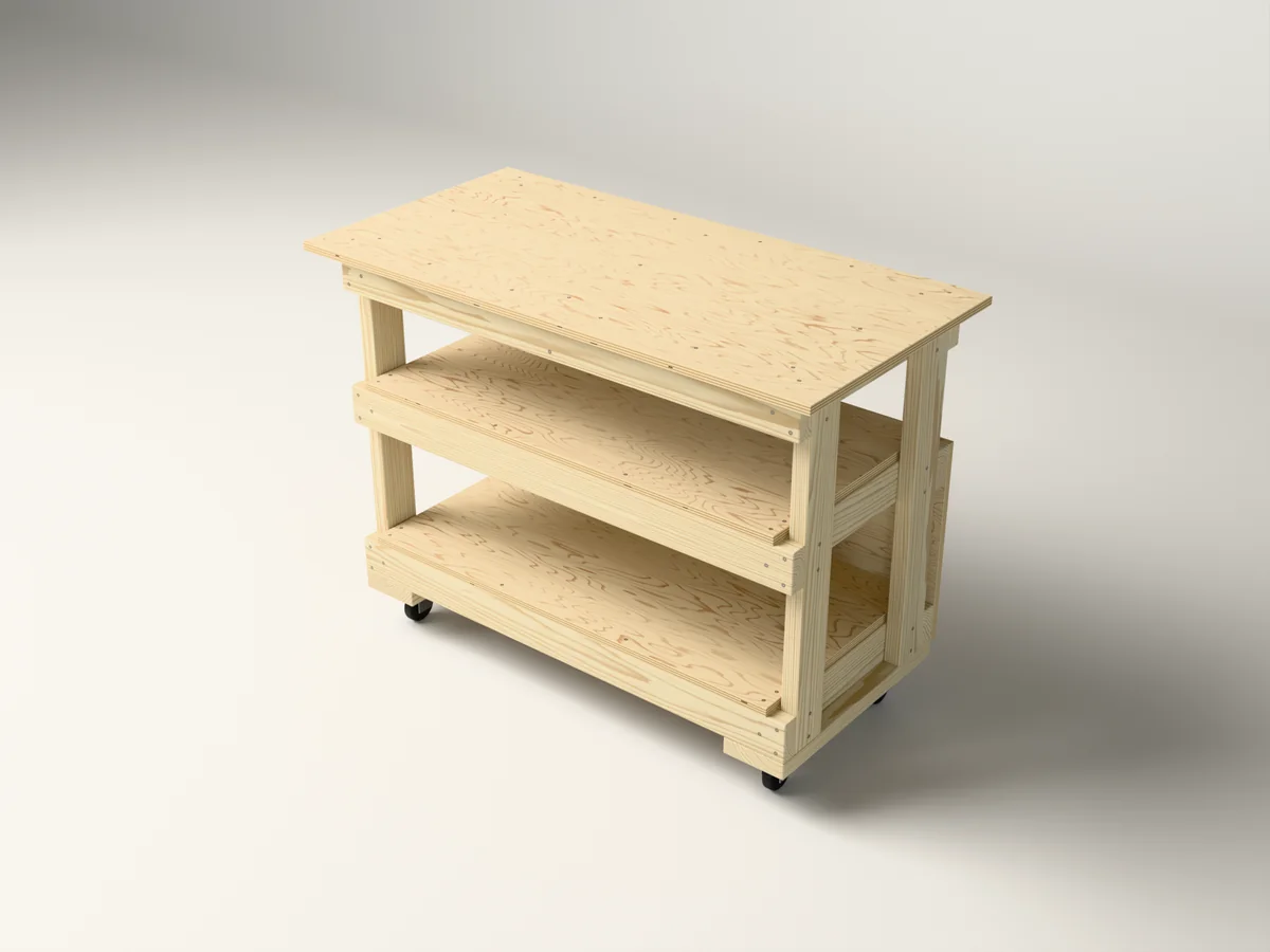 3D rendering of the Mobile Workbench with Shelves