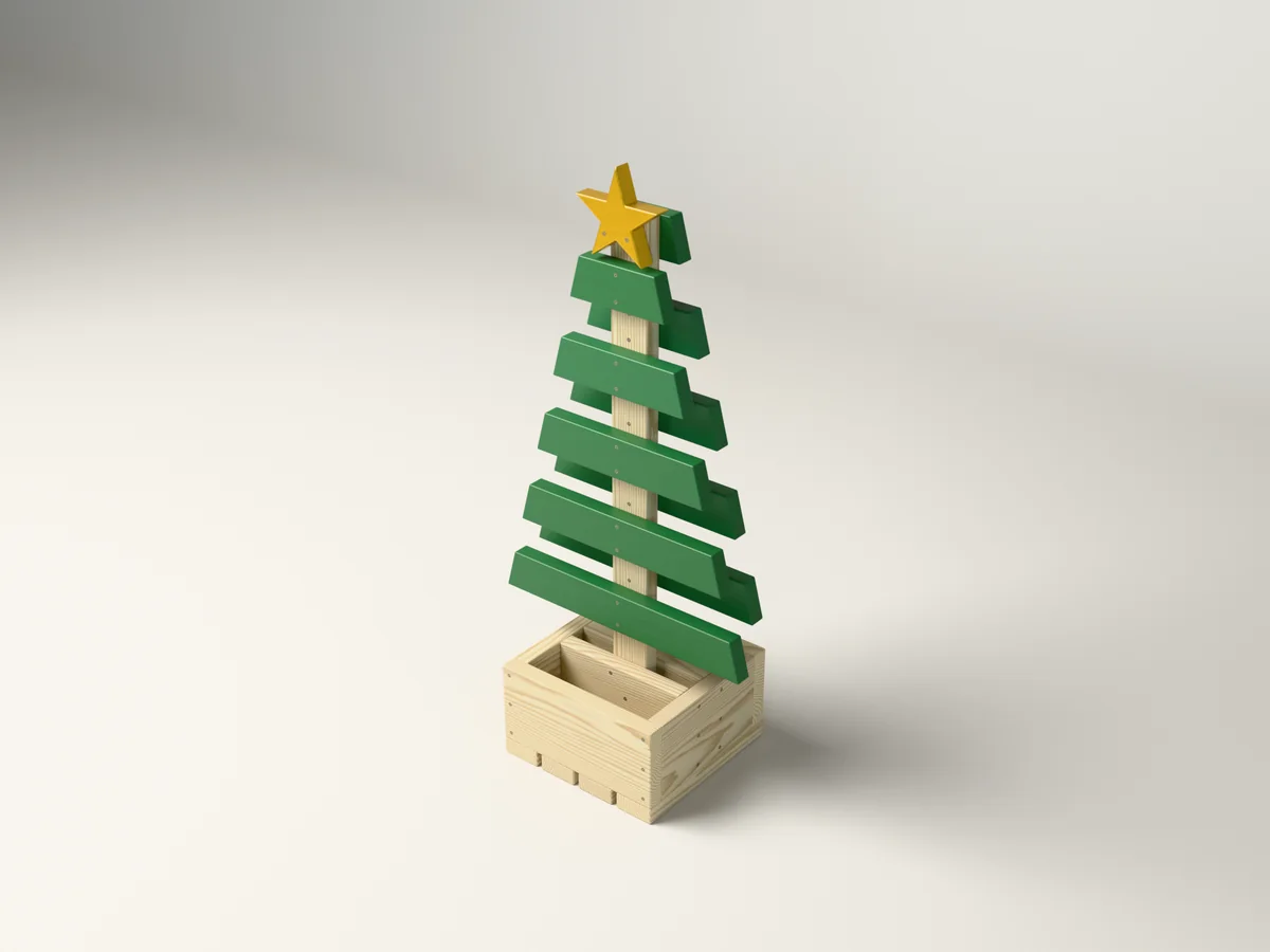 3D rendering of the Rustic Wooden Christmas Tree